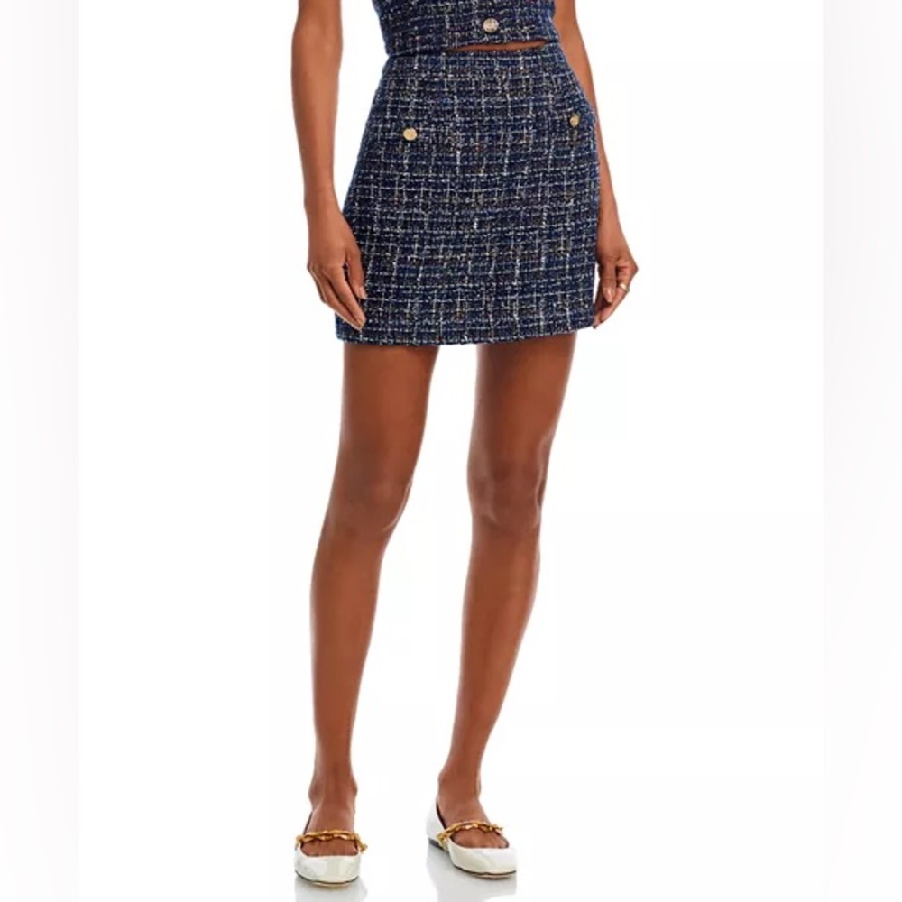 BRAND NEW AQUA x Venus Williams Navy Tweed Mini Skirt in Medium